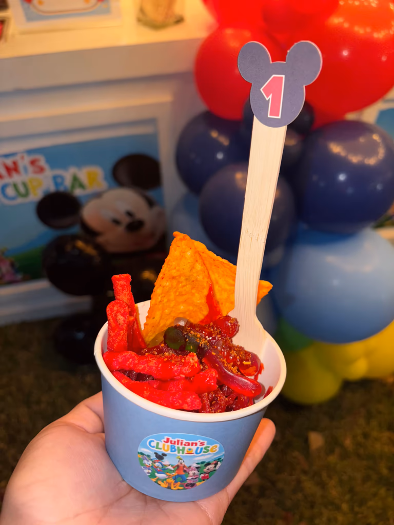 Snack cup with chamoy